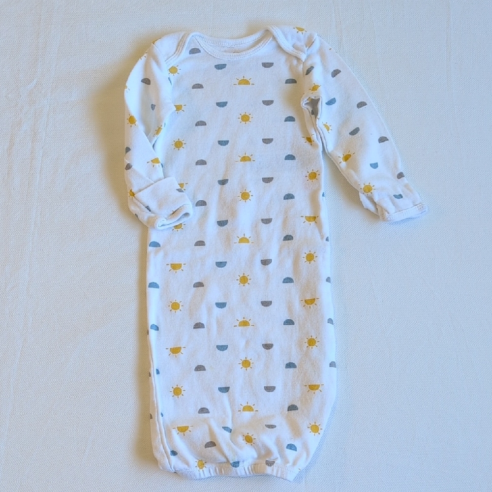 simple joys sunshine unisex cotton sleeping gown pajamas with mitts 0-3 months
